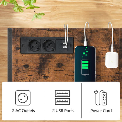 Konsolentisch mit Ladestation und USB-Anschlüssen, Braun/Schwarz 76,2 x 24 x 73,8 cm