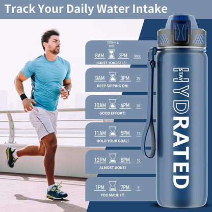 Sport Trinkflasche 1L BPA-frei mit Strohhalm und