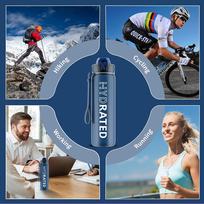 Sport Trinkflasche 1L BPA-frei mit Strohhalm und
