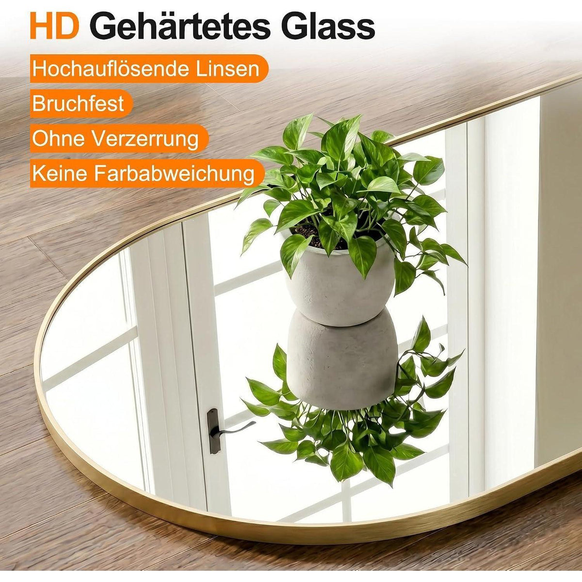 Ganzkörperspiegel 175x60cm – Stand- & Wandspiegel Schwarz Gold