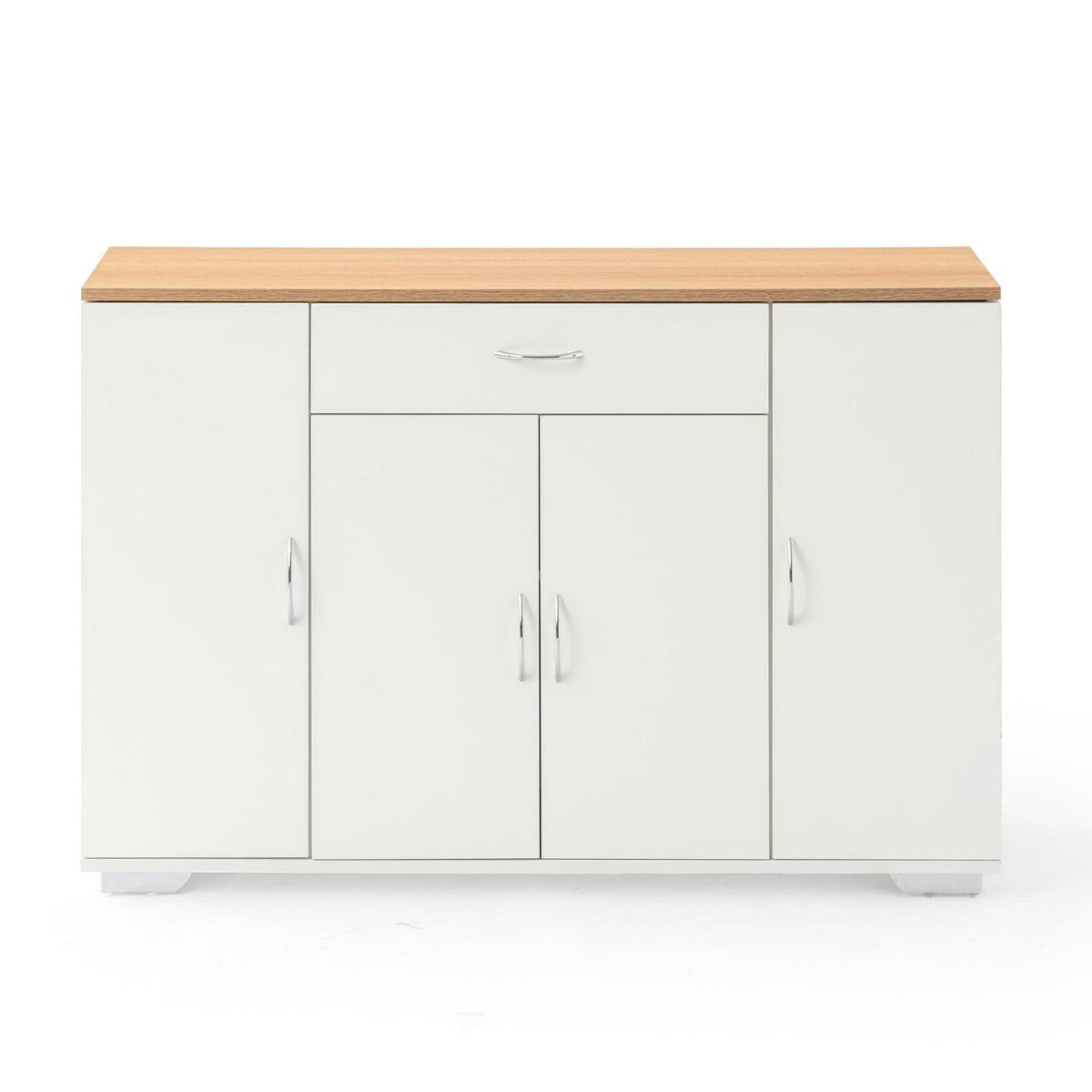 Kommode 110cm Eiche & Weiß mit Schubladen & Türen