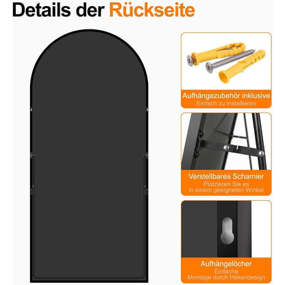 Ganzkörperspiegel 190x89cm – Standspiegel & Wandspiegel Schwarz