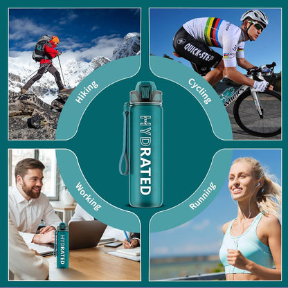 Trinkflasche 1L BPA-frei Tritan Sportflasche mit Strohhalm und