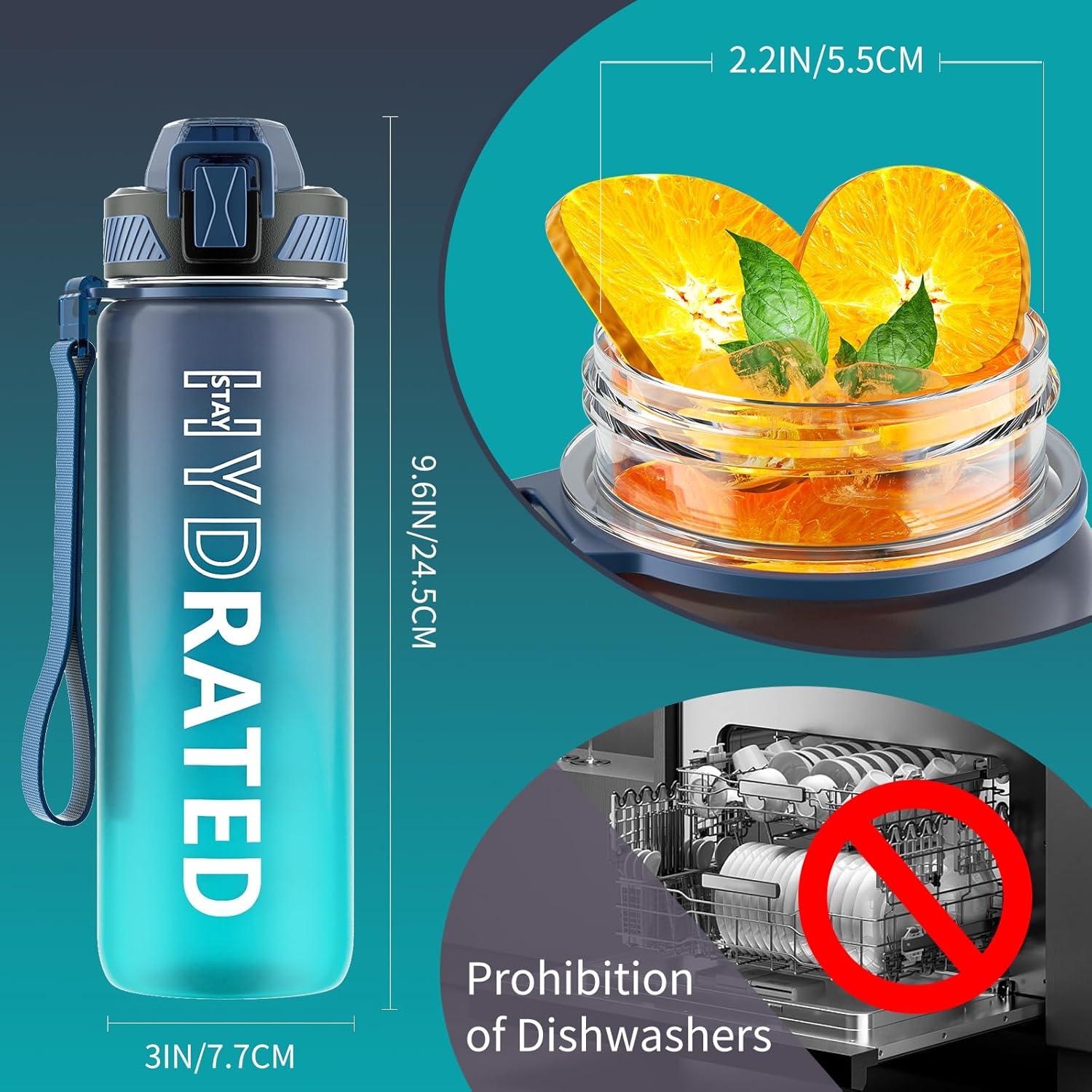 Trinkflasche 750ml BPA-frei Tritan mit Strohhalm Dunkelblau