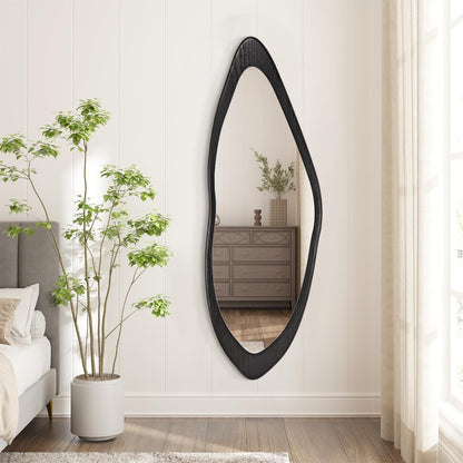 Großer Wandspiegel Schwarz Asymmetrisch 120x40cm Holzrahmen