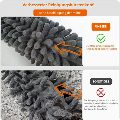 Teleskop Staubwedel Waschbar mit Mikrofaser Stange, Eckbesen und Staubbürste bis 254cm lang