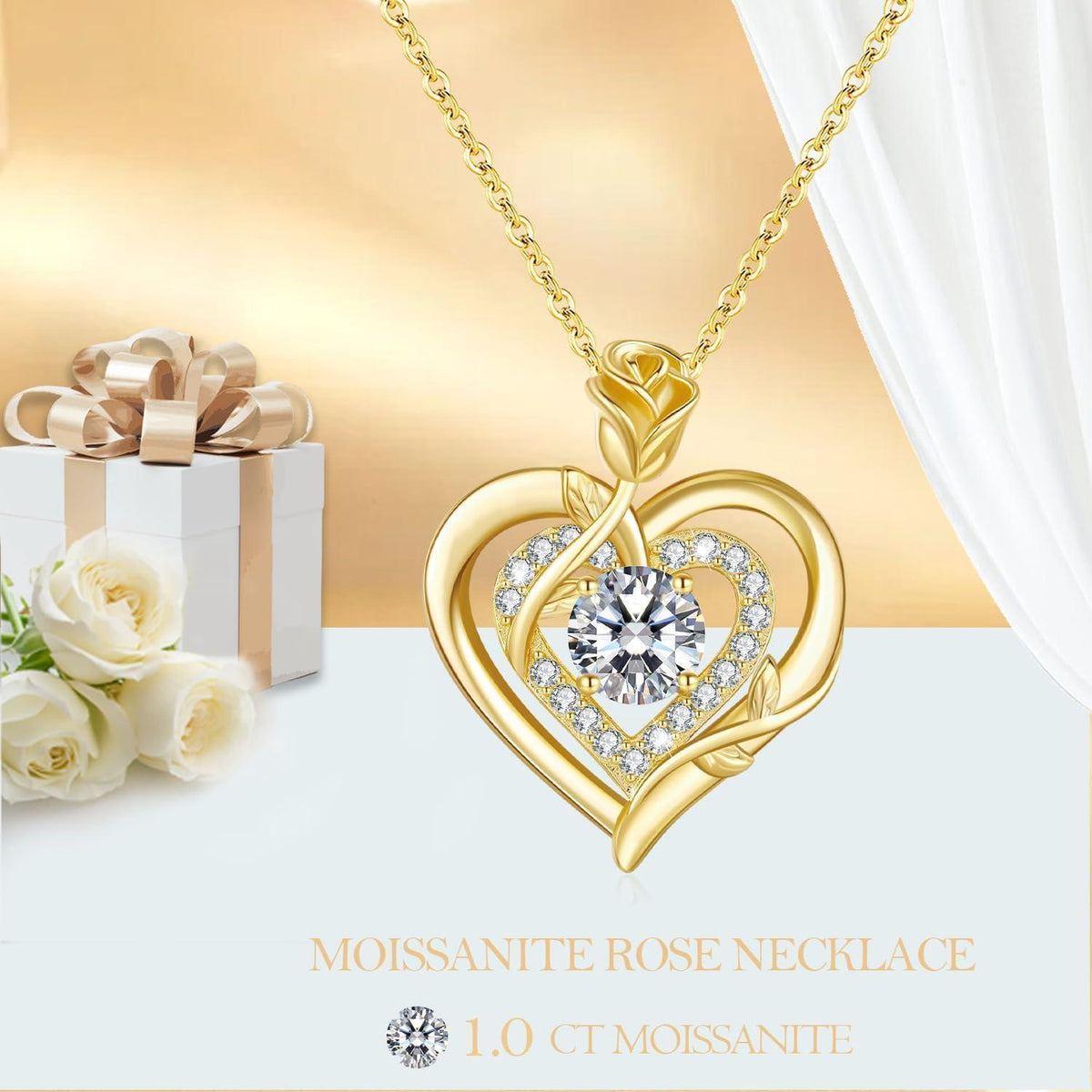 Moissanite Halskette Damen Silber 925 Herz Anhänger Valentinstag Geschenk