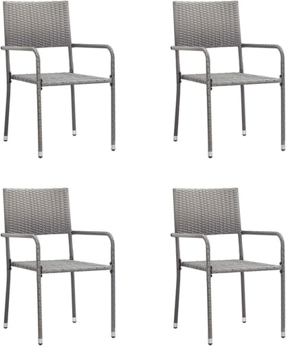 Garten-Essgruppe Poly Rattan Anthrazit Grau