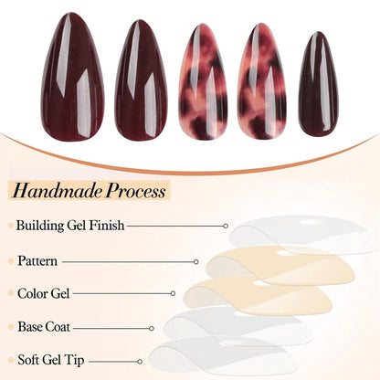 24 Stück Braune Leo Leopard Print Stiletto Fake Nägel Acryl Herbst Design