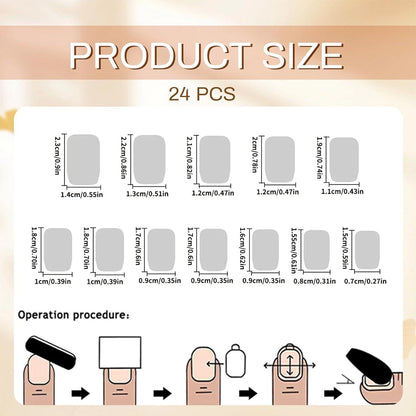 24 Stück Nude Press on Nägel Mittel Glänzend Quadrat
