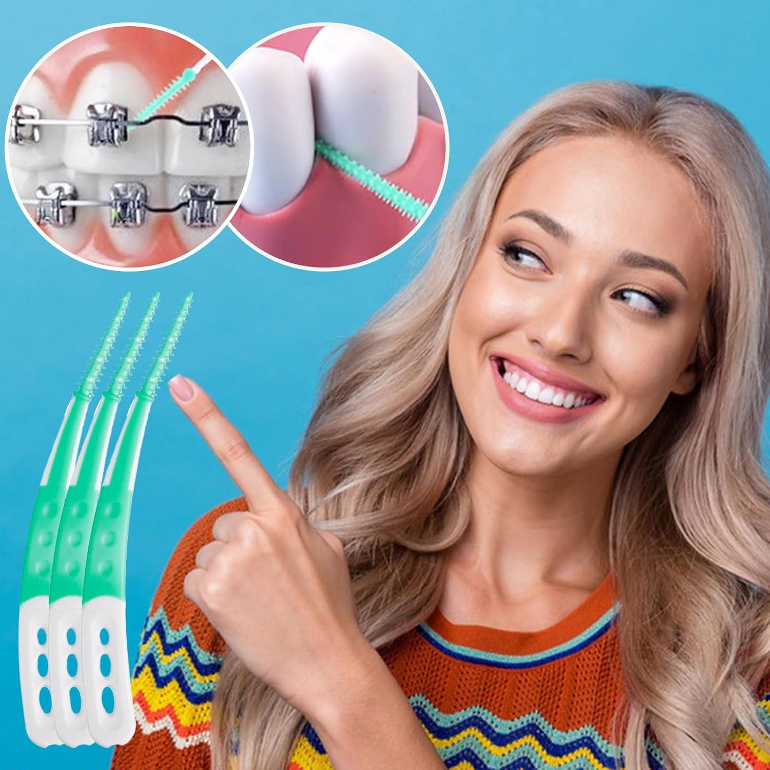 Interdentalbürsten 60 Stück Zahnsticks Zahnzwischenraumbürsten