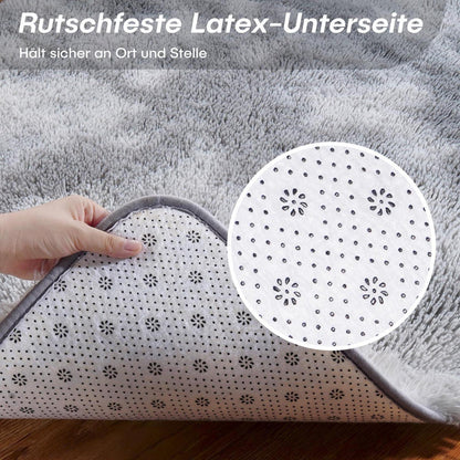Hochflor Teppich Hellgrau 90x150cm - Kuscheliger Wohnteppich