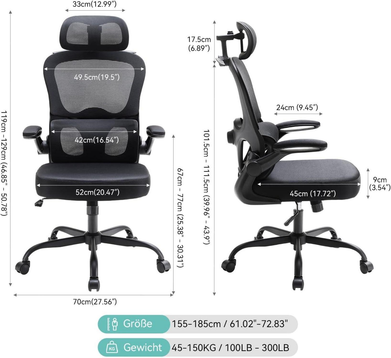 Ergonomischer Bürostuhl N56, Dynamische Lendenstütze, Dickes