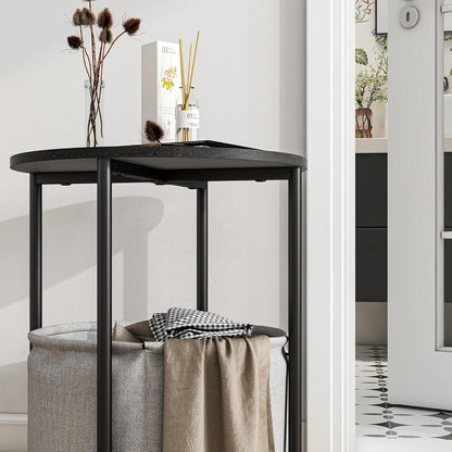 Runder Couchtisch mit Stauraum, Metallrahmen, moderner Look