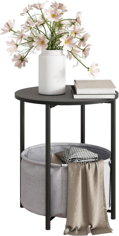 Runder Couchtisch mit Stauraum, Metallrahmen, moderner Look
