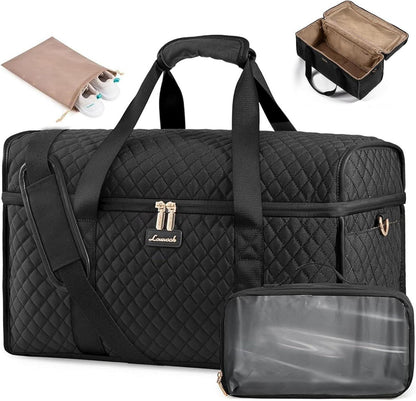 Große Reisetasche Damen Weekender Handgepäck Wasserdicht Schwarz