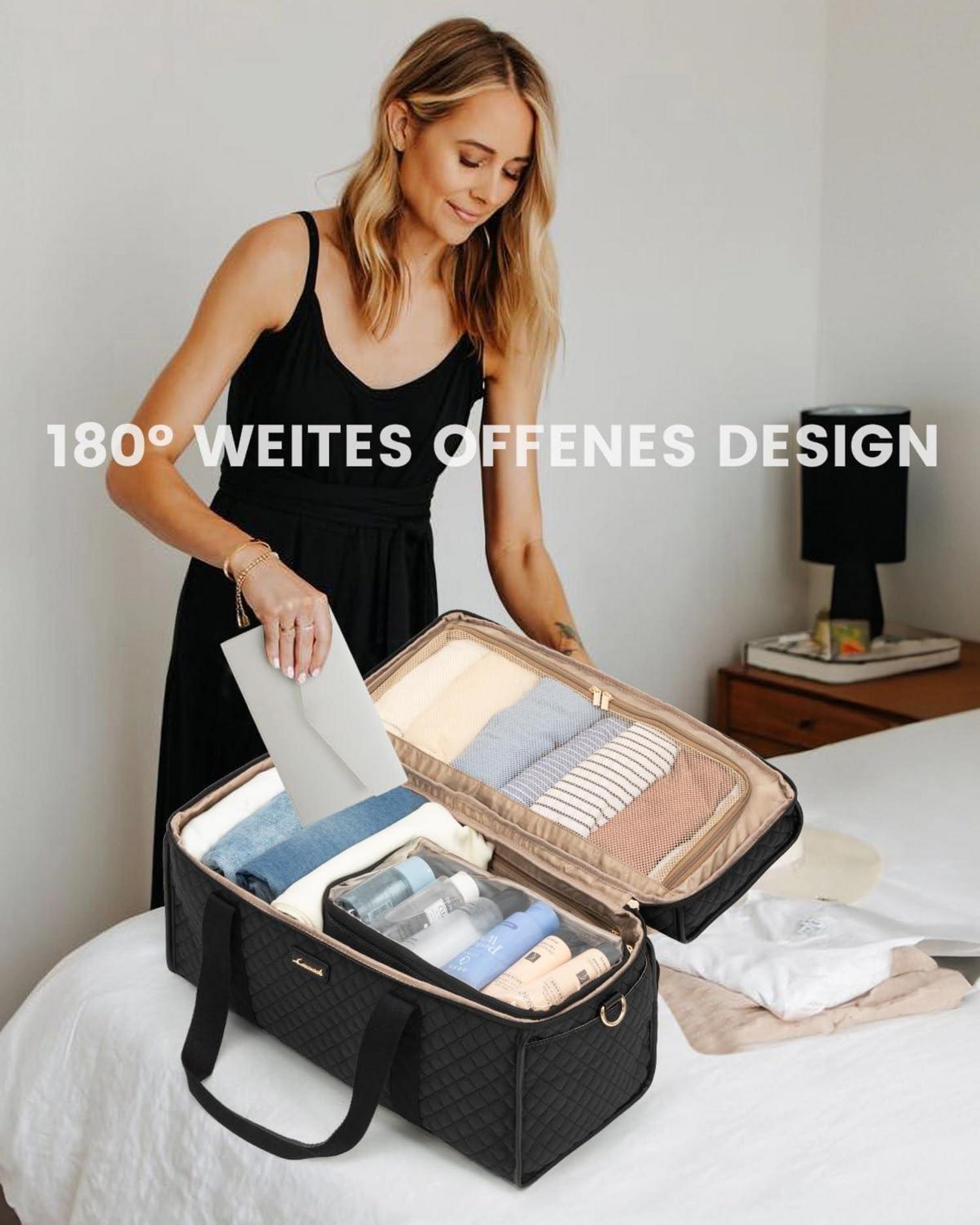 Große Damen Reisetasche Handgepäck Weekender Travel Duffle Bag Schwarz