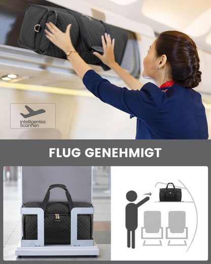 Große Reisetasche Damen Handgepäck Weekender Schwarz