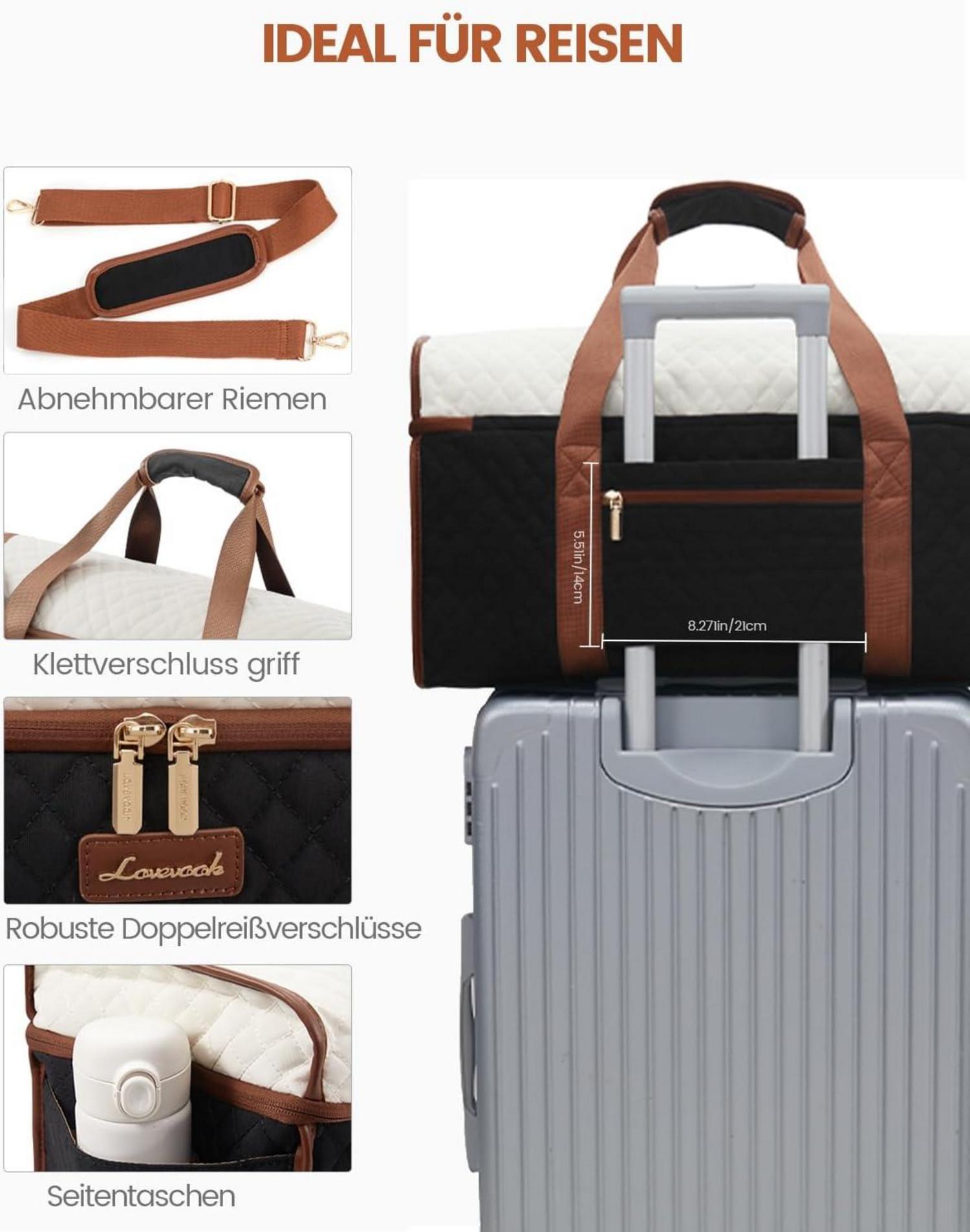 Große Reisetasche Damen Weekender Handgepäck wasserfest Duffle Bag