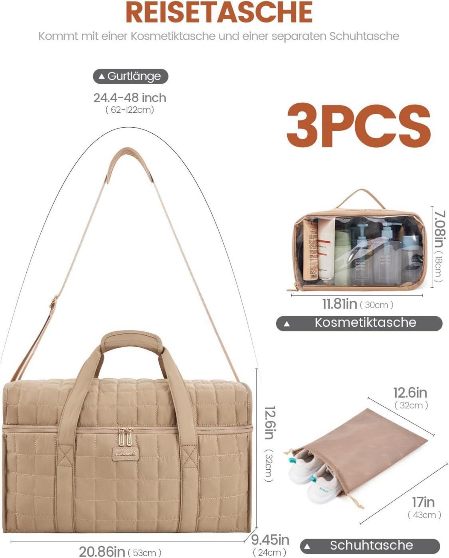 LOVEVOOK Reisetasche Damen Weekender Handgepäck Tasche Wasserdicht Große Öffnung