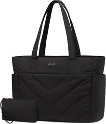 Schwarze LOVEVOOK Laptoptasche Damen 17,3 Zoll Shopper Handtasche