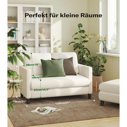 Kleines 2-Sitzer Sofa 130cm – Gemütliche Mini Couch für Wohnzimmer