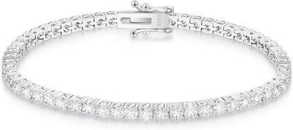 Tennisarmband Moissanit Silber 925 Damen 3/4mm VVS1 D Farbe 5,29 Karat