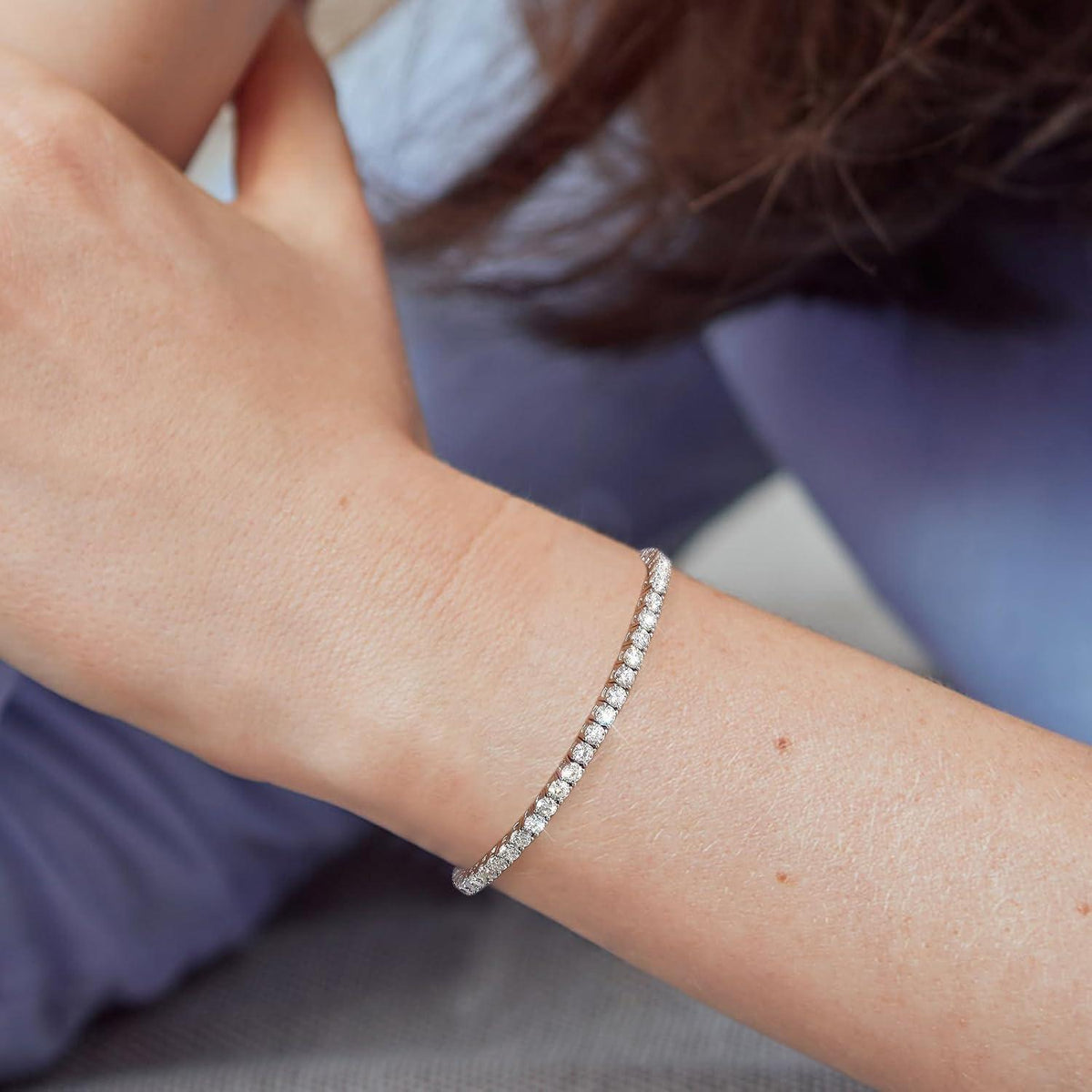 Moissanite Tennisarmband Silber 925 Damen 5,29 Karat VVS1 D Farbe Tennis Armband 3/4mm