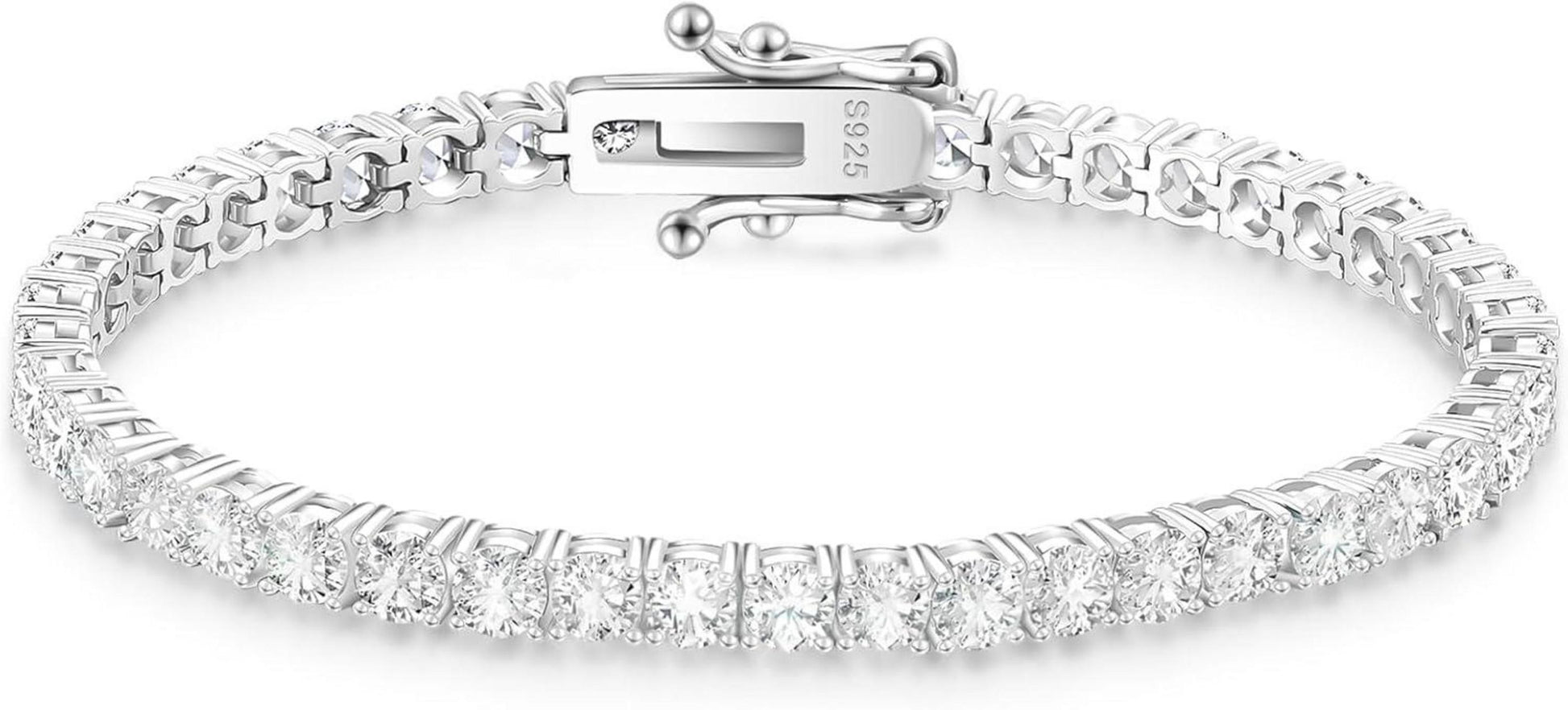 Moissanite Tennisarmband Silber 925 Damen 4mm 13,5 Karat VVS1 D Farbe