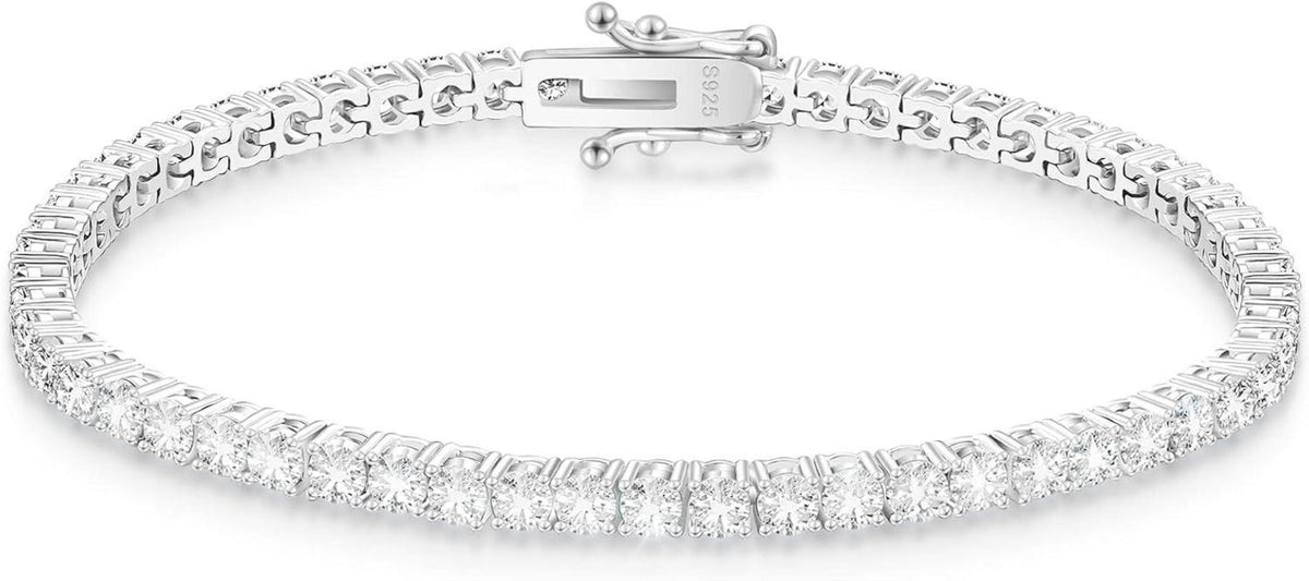 Elegantes Moissanite Tennisarmband Silber 925 VVS1 D Farbe 3mm