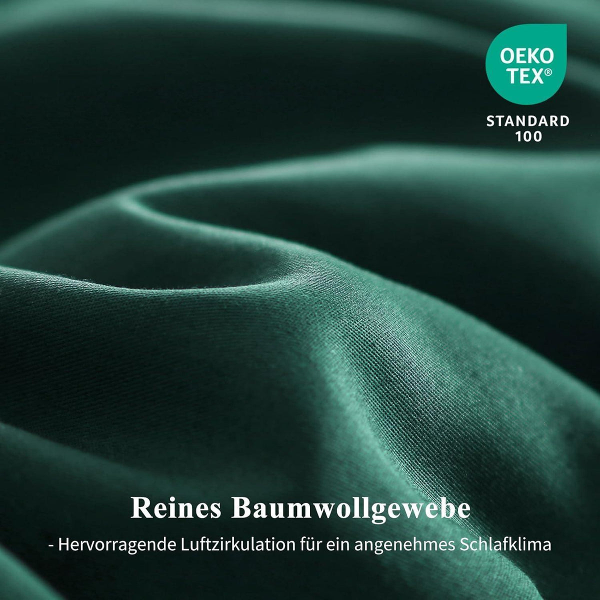 Bettwäsche-Set Baumwolle 200x220 Dunkelgrün mit 2 Kissenbezügen 80x80