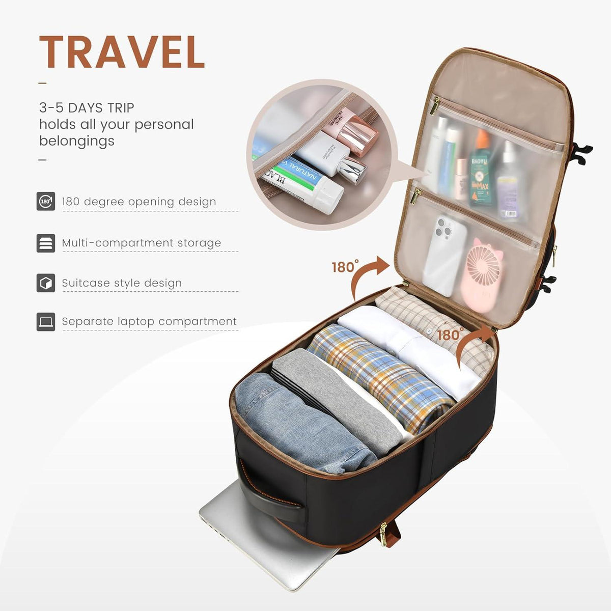 Travel Backpack 40L Carry On Cabin Luggage Bag 17.3 Inch Laptop Duffle Bag