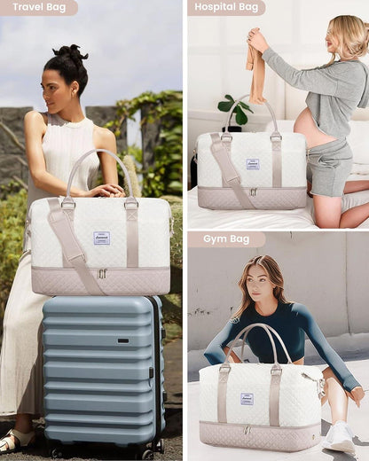 LOVEVOOK Reisetasche Damen Groß Sporttasche mit Schuhfach Handgepäck für Flugzeug Weekender Duffle Bag Carry On Luggage Strand Sauna
