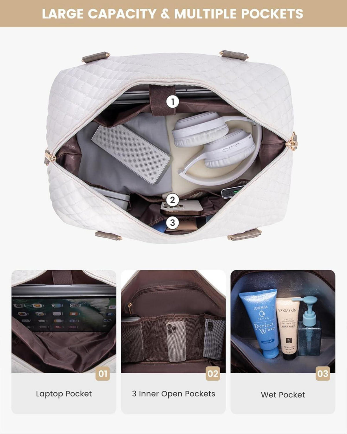Geräumige Damen Reisetasche Sporttasche XXL für Vielseitige Verwendung