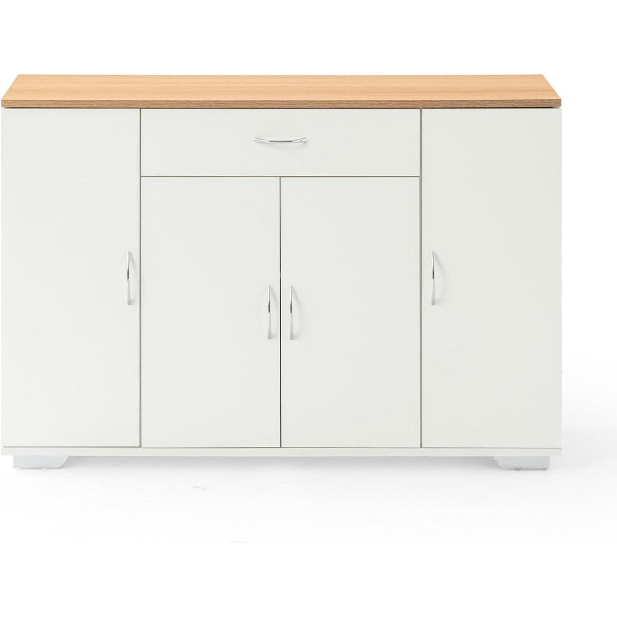 Multifunktionales Sideboard mit verstellbaren Regalen (Natur + Weiß)