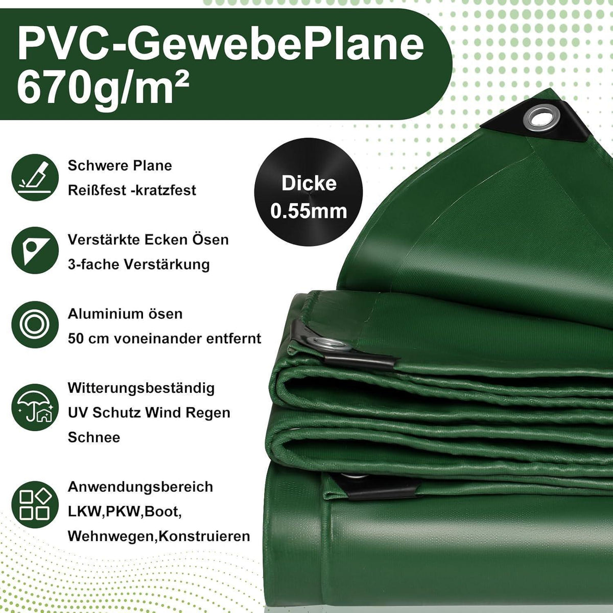 LKW Abdeckplane 4x4m | Premium PVC Plane mit Ösen – Wasserdicht & Reißfest