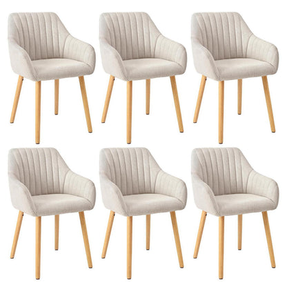 Esszimmerstuhl Beige mit Armlehne – 6er Set Polsterstuhl