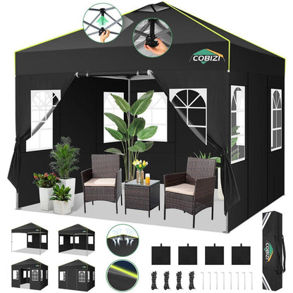 Faltpavillon 3x3 wasserdicht mit Seitenwänden & UV-Schutz