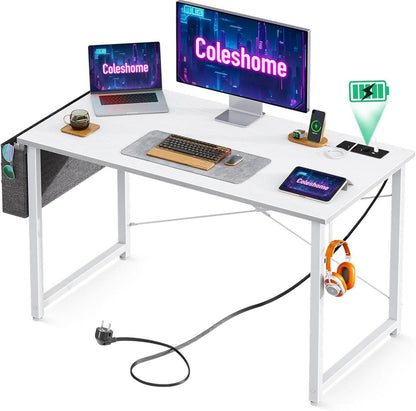 Schreibtisch mit Steckdosen und Aufbewahrungstasche, Gaming