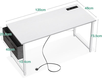 Gaming Schreibtisch mit Steckdosen und Aufbewahrungstasche 120x48cm