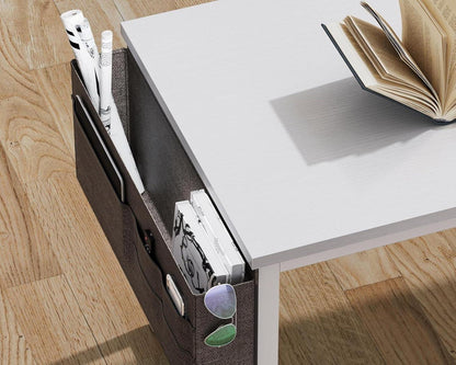 Coleshome Schreibtisch Weiß 120x48cm mit Steckdosen und Aufbewahrungstasche