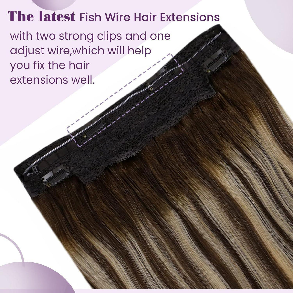 Echthaar-Draht Extensions Braun Ombre Aschblond 35cm