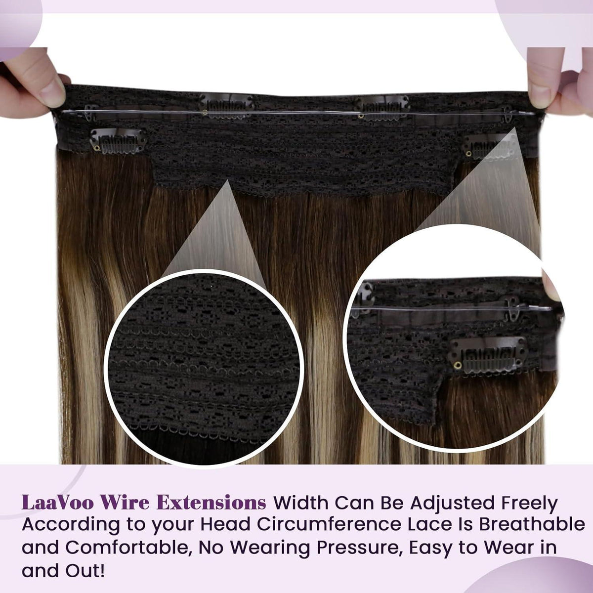 Echthaar-Draht Extensions Braun Ombre Aschblond 35cm
