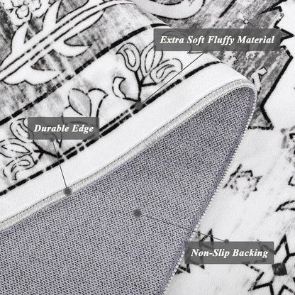 Boho Teppich 160x230cm Grau, rutschfest & waschbar