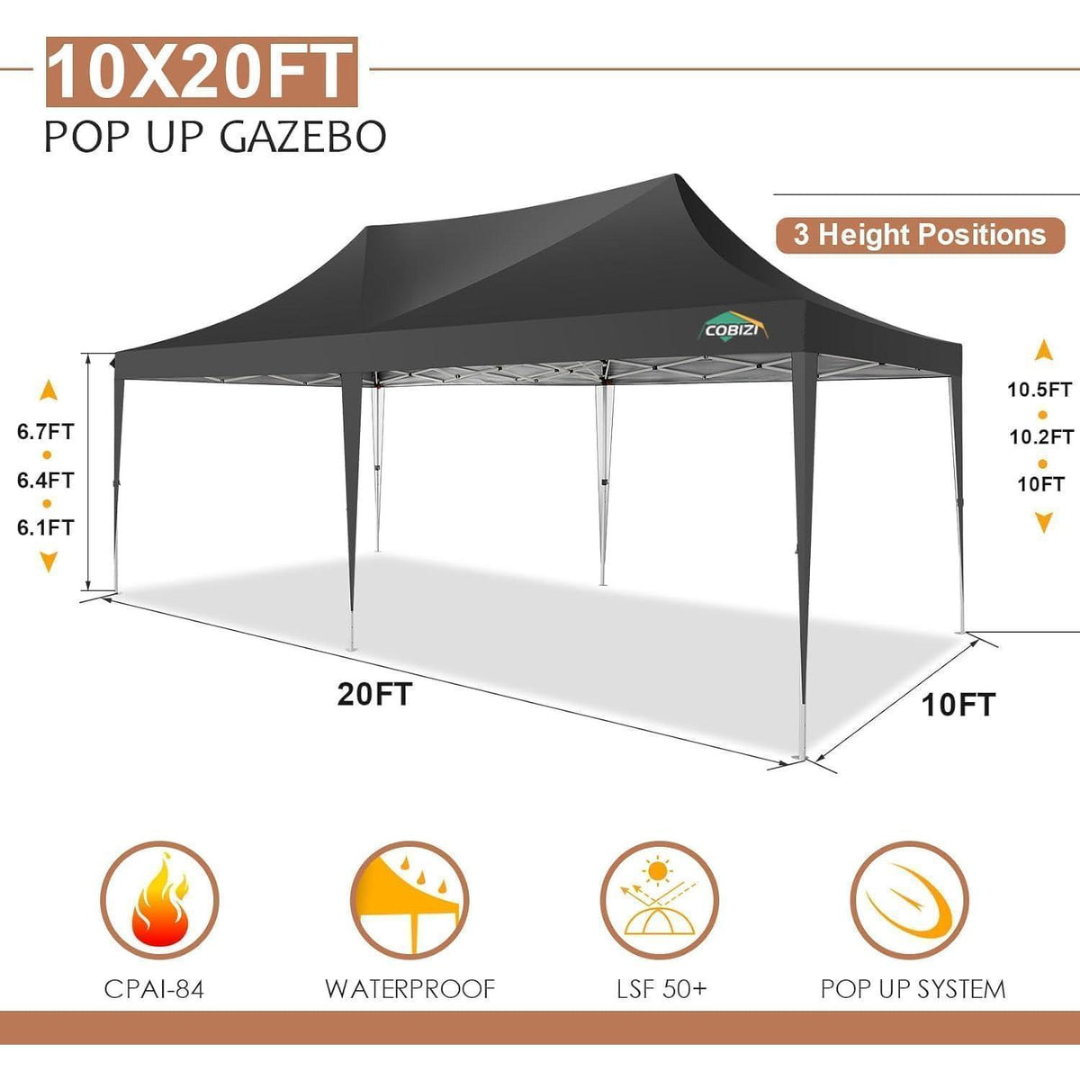 3x6 Partyzelt wasserdicht – Pavillon mit 6 Seitenwänden