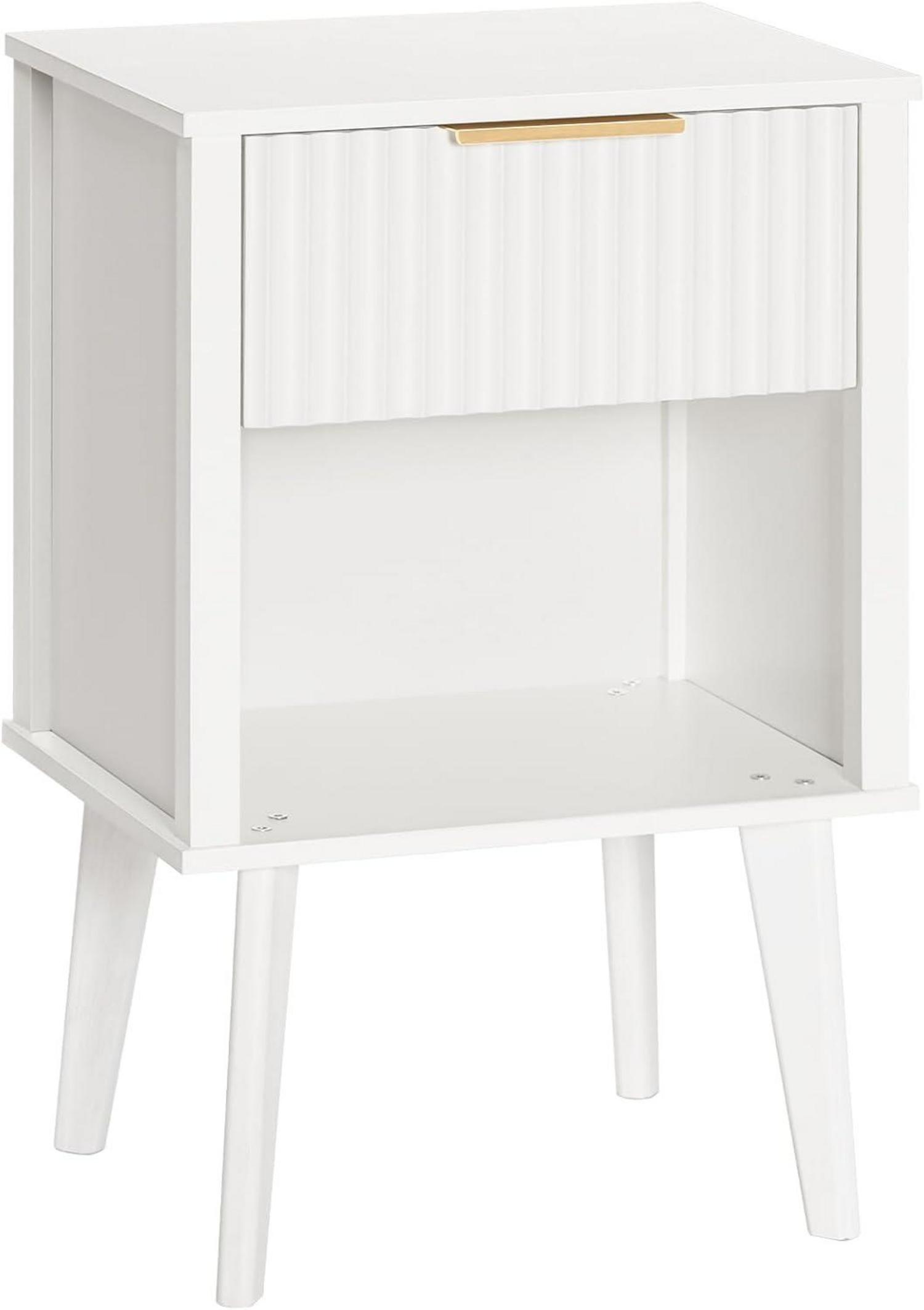 Nachttisch Weiß Wellenförmige Schublade Ablage 60cm