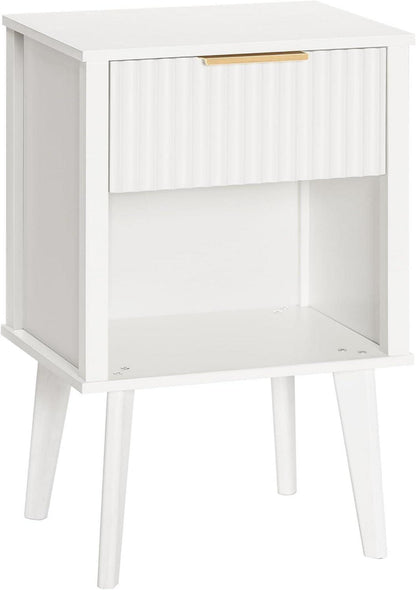 Nachttisch Weiß Wellenförmige Schublade Ablage 60cm