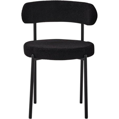 2er Set Esszimmerstühle Teddy-Samt Schwarz
