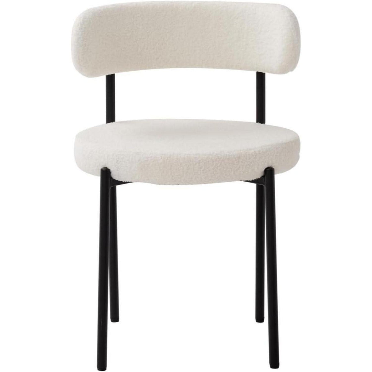 8 Esszimmerstühle Teddy-Samt Weiß – Modern & Komfortabel
