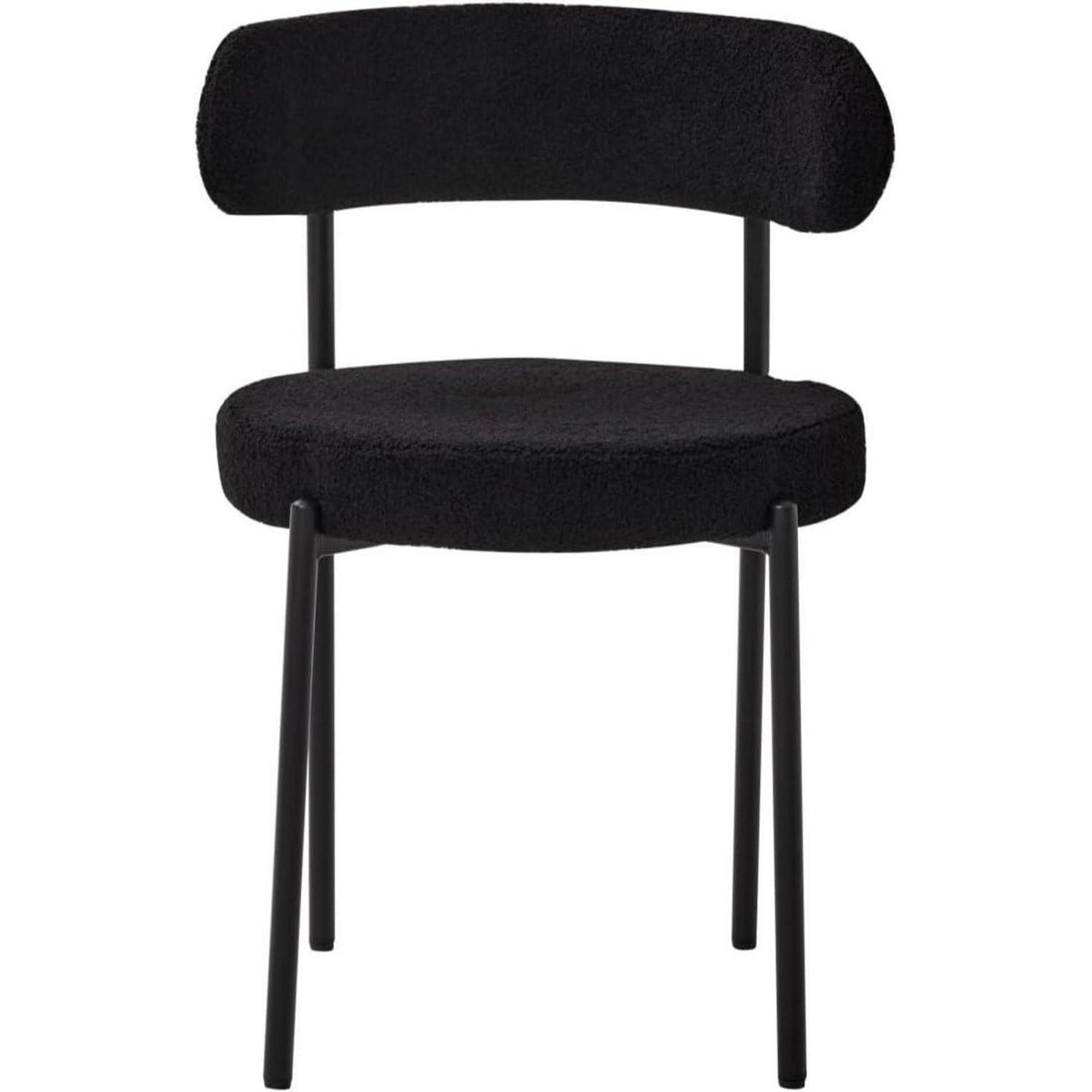6er Set Esszimmerstühle Teddy-Samt Schwarz Modern